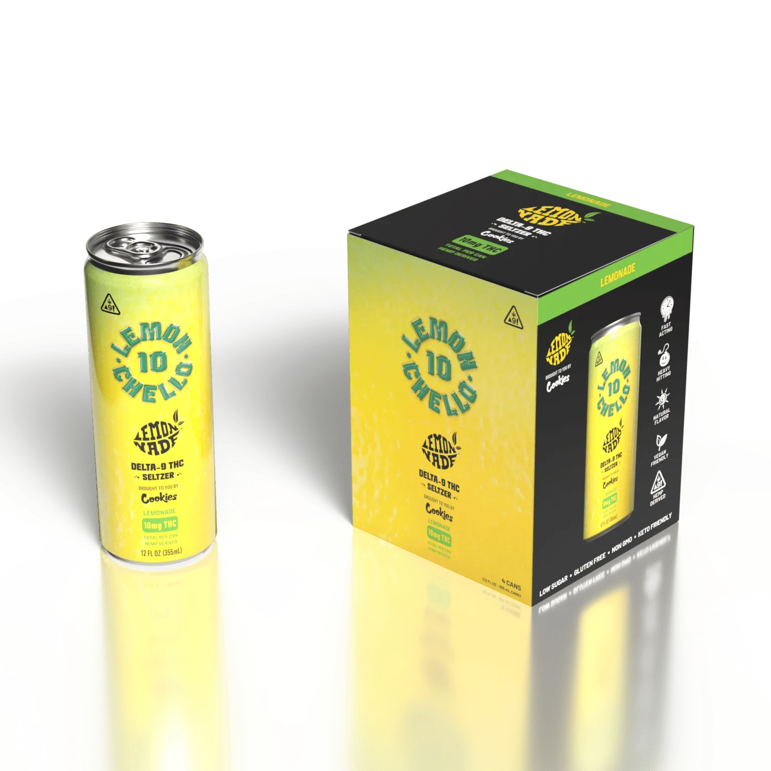 Cookies – Delta 9/THC Seltzer Can 10mg – Lemoncello – 4 Pack