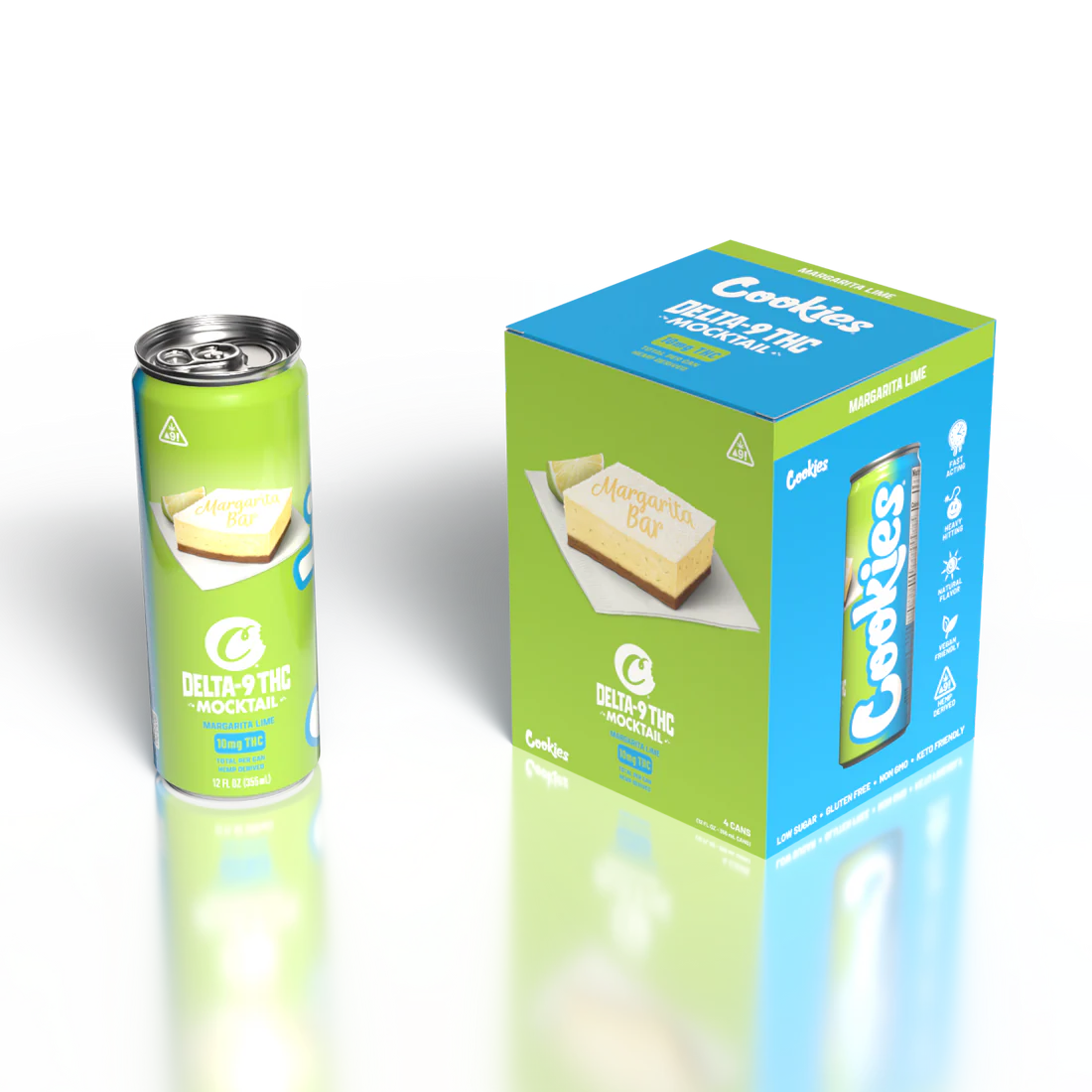 Cookies - Delta 9/THC Mocktail Can 10mg - Margarita Bar - 4 Pack