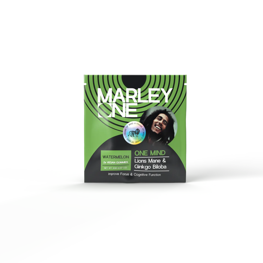 Marley One - Lions Mane & Gingko Biloba Vegan Gummy 2ct Bag - One Mind - Watermelon