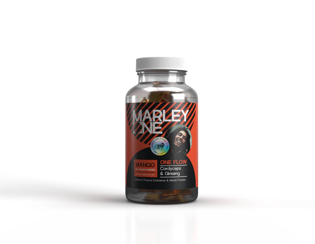 Marley One - Cordyceps & Ginseng Vegan Gummy 30ct Jar - One Flow - Mango